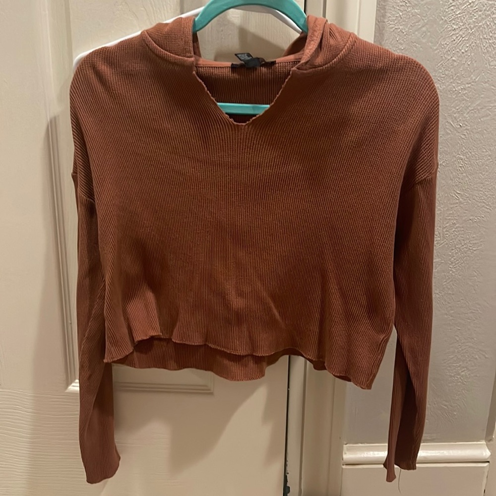 Waffle cropped hoodie